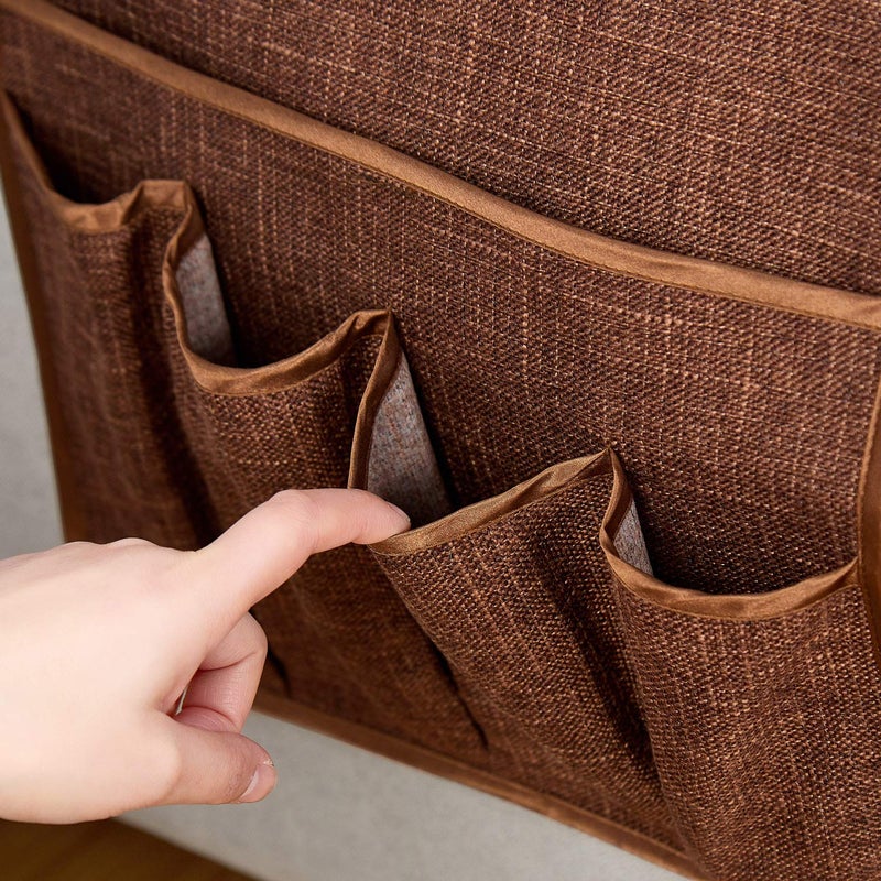 FLYILY Sofa Armrest Organizer Non-Slip Arm Chair Hanging Caddy Remote Control Holder for Magazine  Phone  Books  Glasses(Coffee 13in) - Image 2